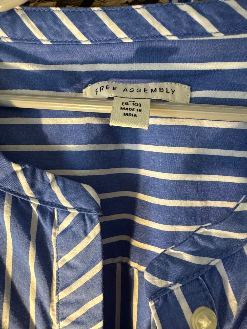 Blue and White Striped Maxi Dress - Casual Tie-Front - Picture 2 of 4
